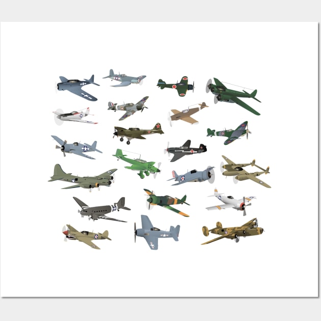 Various WW2 Airplanes Wall Art by NorseTech